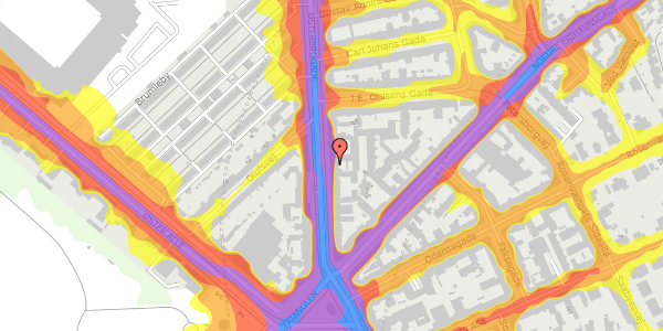 Trafikstøjkort på Østerbrogade 86, 2100 København Ø