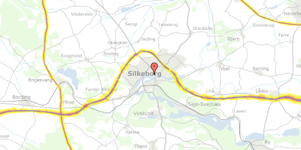 Trafikstøjkort på Langelinie 12, 8600 Silkeborg