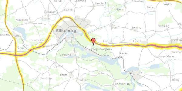 Trafikstøjkort på Borgdalsvej 10, 8600 Silkeborg