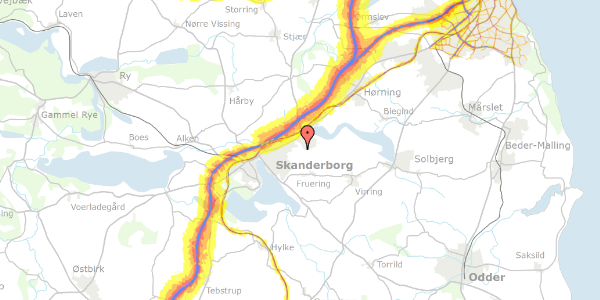 Trafikstøjkort på Blishønedalen 35, 8660 Skanderborg