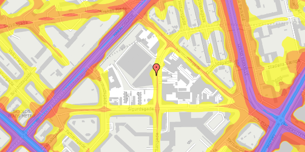 Trafikstøjkort på Titangade 11, 2200 København N