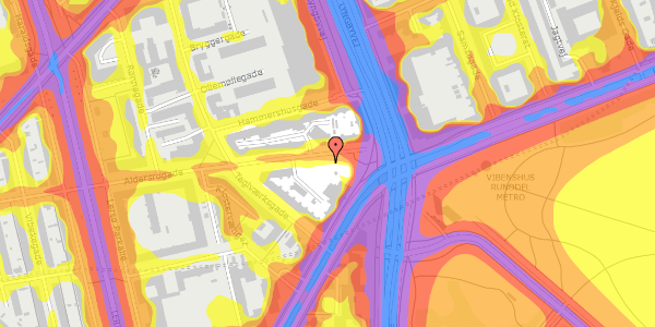 Trafikstøjkort på Aldersrogade 3, st. , 2100 København Ø