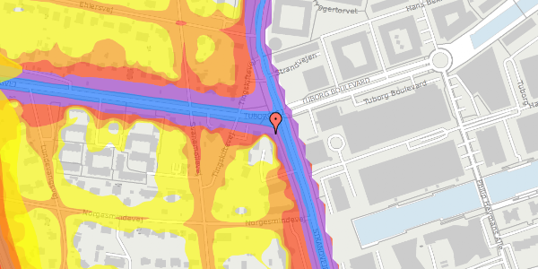 Trafikstøjkort på Strandvejen 125, 2900 Hellerup