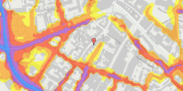 Trafikstøjkort på Frederiksgade 35, st. , 8000 Aarhus C