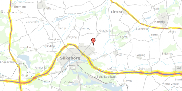 Trafikstøjkort på Salvievej 10, 8600 Silkeborg