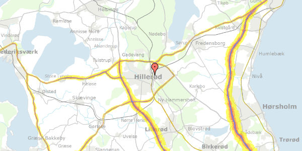 Trafikstøjkort på Holmegårdsvej 17, 3400 Hillerød