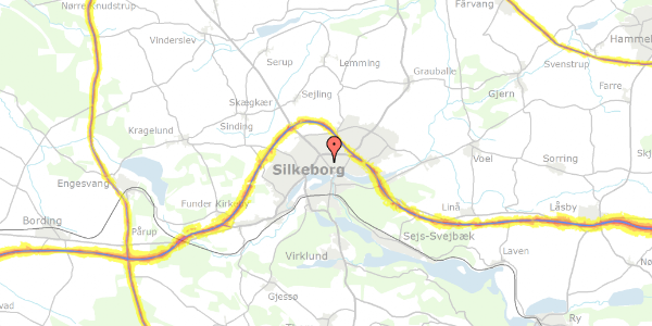 Trafikstøjkort på Borgergade 83, 8600 Silkeborg