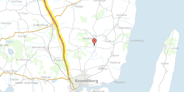 Trafikstøjkort på Lakkendrupvej 57, 5892 Gudbjerg Sydfyn