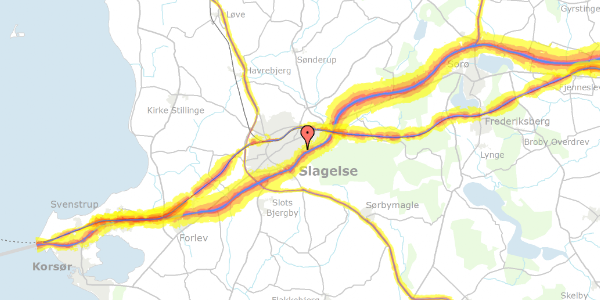 Trafikstøjkort på Skovvejen 48, 4200 Slagelse