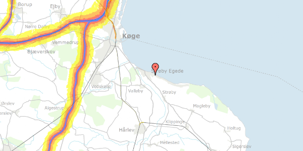 Trafikstøjkort på Strandmældevej 11, 4600 Køge