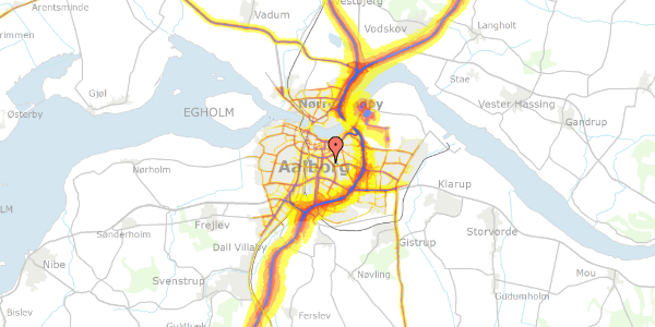 Trafikstøjkort på Ditlev Bergs Vej 34, 9000 Aalborg