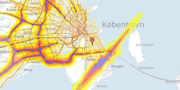 Trafikstøjkort på Sundbyvestervej 50, 2300 København S