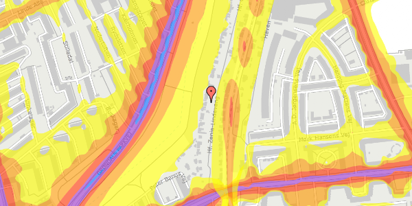 Trafikstøjkort på Hf. Zenia-Lindevang 23, 2000 Frederiksberg