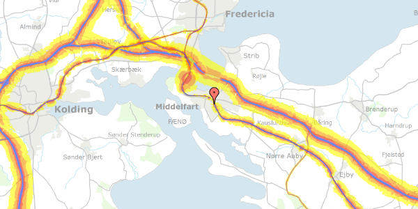 Trafikstøjkort på Færøvej 58, 5500 Middelfart