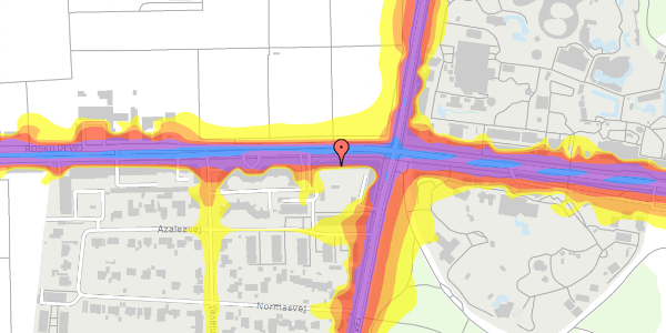 Trafikstøjkort på Roskildevej 33A, st. 102, 2000 Frederiksberg