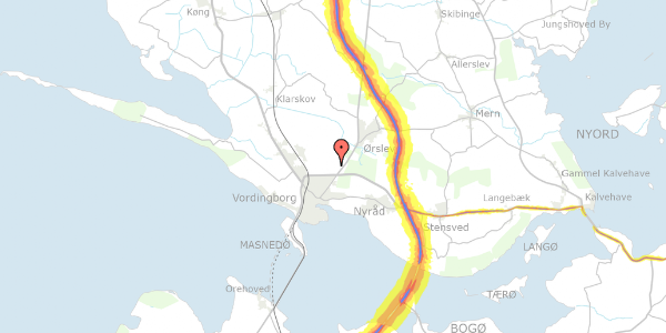 Trafikstøjkort på Hf. Kløverbladet 27, 4760 Vordingborg