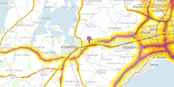 Trafikstøjkort på Universitetsvej 19B, 4000 Roskilde