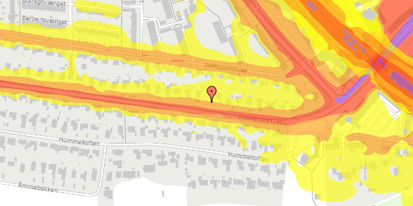 Trafikstøjkort på Hummeltoftevej 80B, 2830 Virum