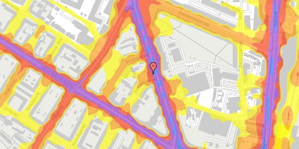 Trafikstøjkort på Frederiksborgvej 27B, 2. th, 2400 København NV