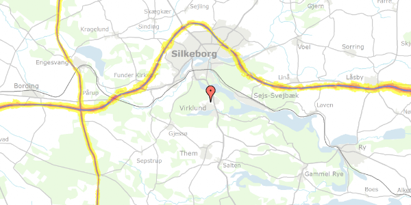 Trafikstøjkort på Hjortekæret 17, 8600 Silkeborg