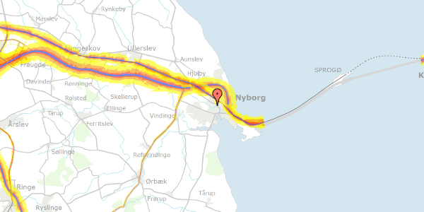 Trafikstøjkort på Hf. Helgetoften 3, 5800 Nyborg