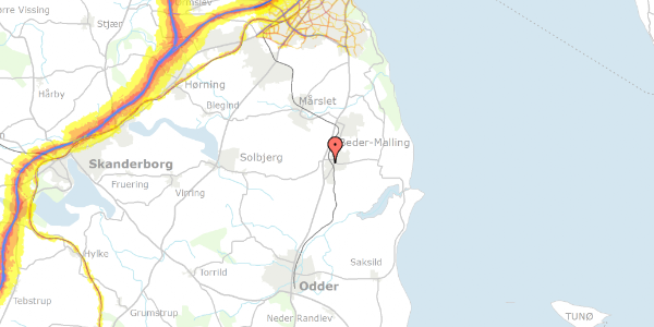 Trafikstøjkort på Holmskovtoften 11, 8340 Malling