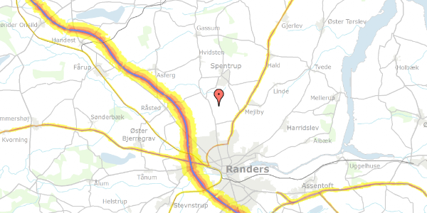 Trafikstøjkort på Porrevej 13, 8920 Randers NV