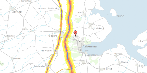 Trafikstøjkort på Skovgårdsvej 14, 6200 Aabenraa