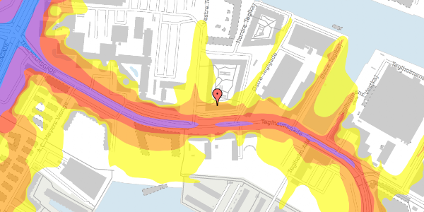 Trafikstøjkort på Vestre Teglgade 2A, 6. th, 2450 København SV