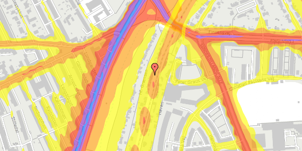 Trafikstøjkort på Hf. Grænsen 17, 2000 Frederiksberg