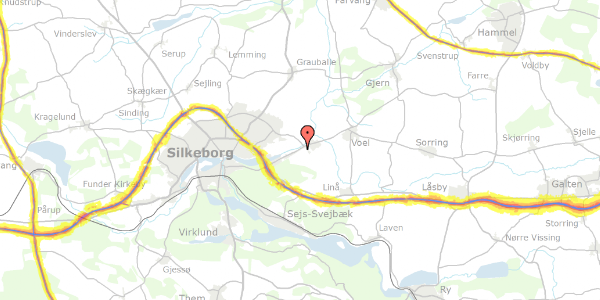 Trafikstøjkort på Skærbækvej 19A, 8600 Silkeborg