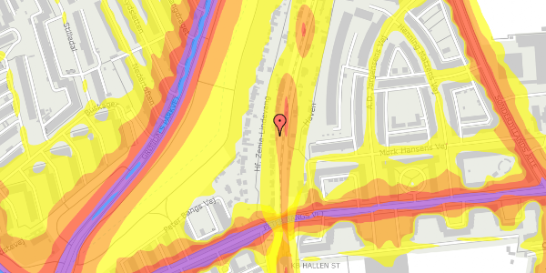 Trafikstøjkort på Hf. Zenia-Lindevang 20, 2000 Frederiksberg