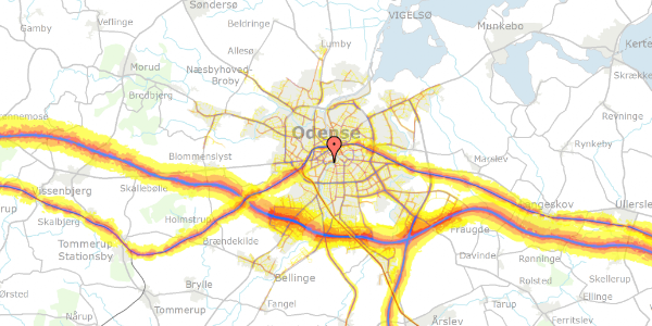 Trafikstøjkort på Søndergade 13C, st. , 5000 Odense C