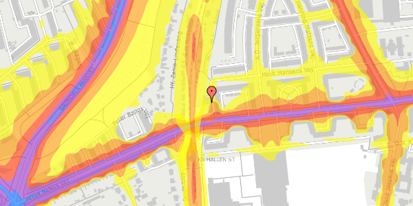 Trafikstøjkort på Mørk Hansens Vej 28, 2000 Frederiksberg