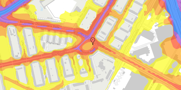 Trafikstøjkort på Mozarts Plads 1B, 2450 København SV