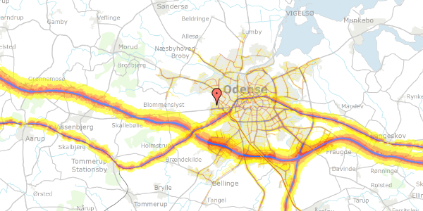 Trafikstøjkort på Vibelund Havekoloni 114, 5200 Odense V