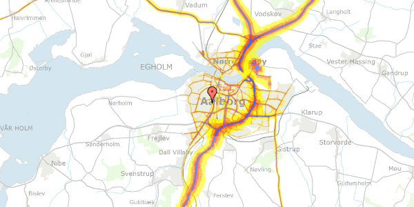 Trafikstøjkort på Bejsebakkevej 80, 9000 Aalborg