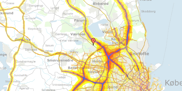 Trafikstøjkort på Gammel Hareskovvej 355A, 3500 Værløse