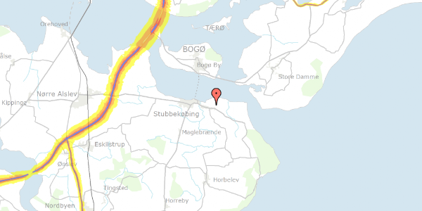 Trafikstøjkort på Blommehegnet 44, 4850 Stubbekøbing