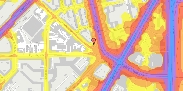 Trafikstøjkort på Vermundsgade 2, 2100 København Ø