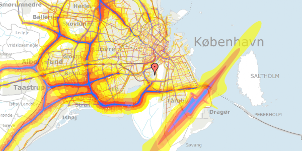 Trafikstøjkort på Teglholmens Østkaj 76, 2450 København SV