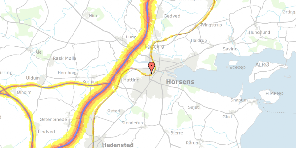 Trafikstøjkort på Hs Carl Troelsens Minde 85, 8700 Horsens