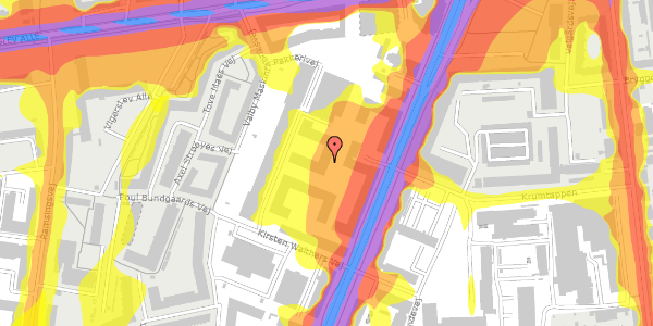 Trafikstøjkort på Montagehalsvej 22, 3. th, 2500 Valby