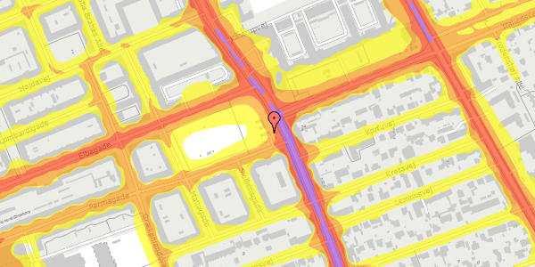 Trafikstøjkort på Parmagade 45, 2300 København S