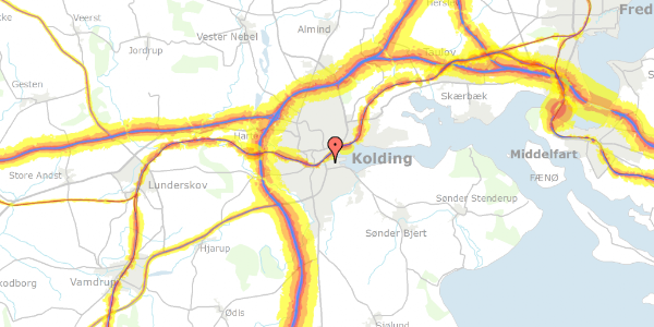 Trafikstøjkort på Caspar Müllers Gade 12, 6000 Kolding