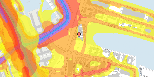 Trafikstøjkort på Fortkaj 1, 2150 Nordhavn