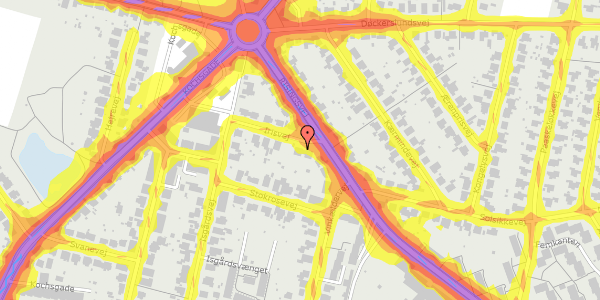 Trafikstøjkort på Irisvej 11, st. , 5000 Odense C