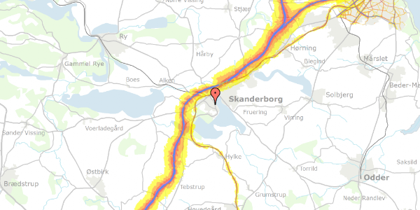 Trafikstøjkort på Morten Børups Vej 3, 8660 Skanderborg