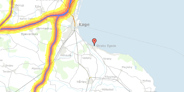 Trafikstøjkort på Strandlunden 8, 4600 Køge