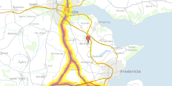 Trafikstøjkort på Mandelhaven 53, 7080 Børkop